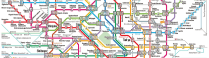 A map of Tokyo subway routes